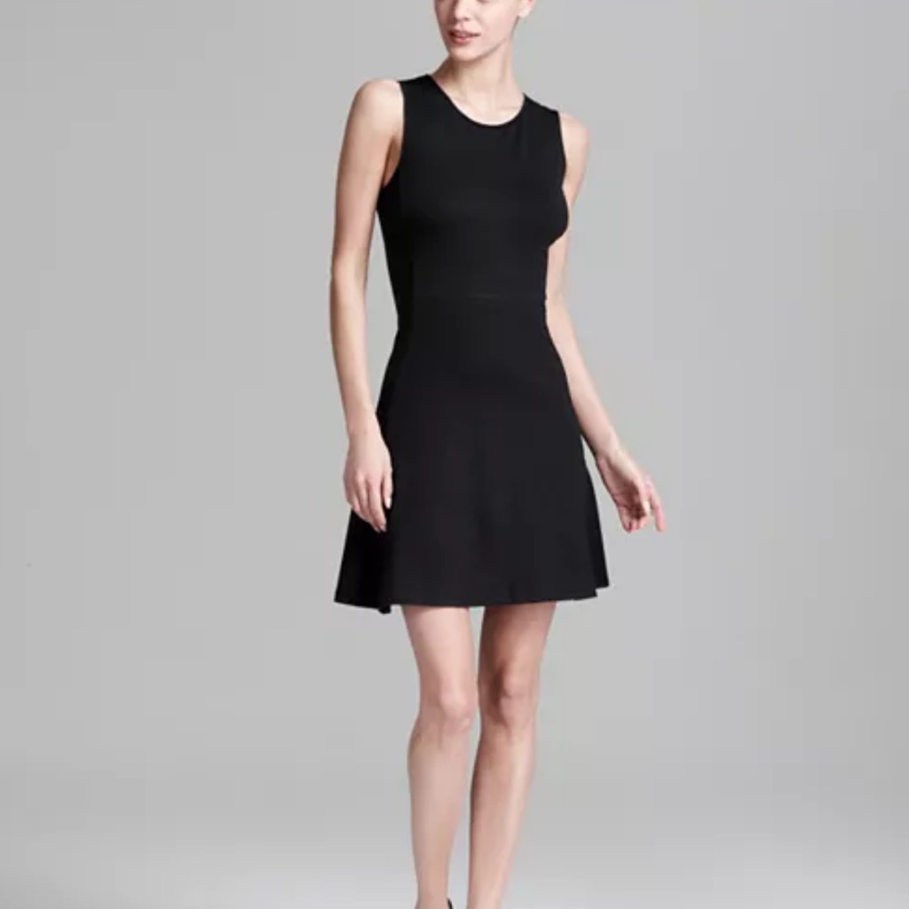 Theory Nikay Classical Black A-Line Fit And Flare Mini Dress Size 10
